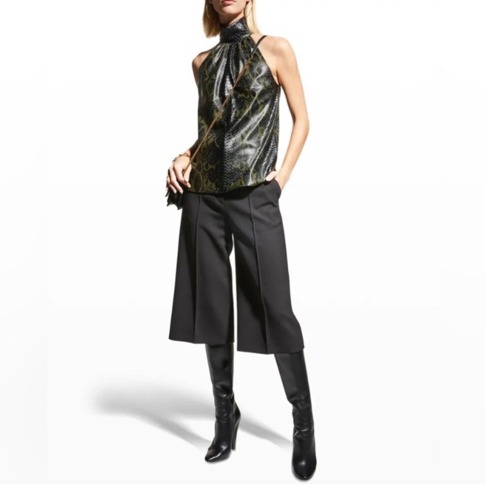 Ramy Brook Pam Embossed Faux-Leather Top